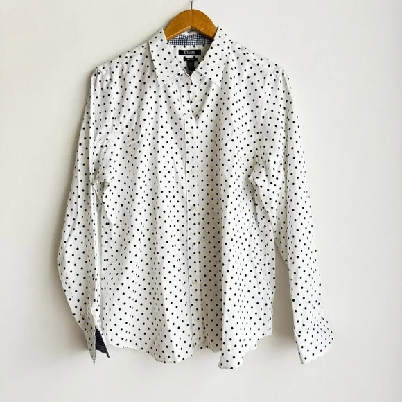 Lauren RL + Chaps Lot of 2 Polka Dot Print NO Iron Dress Shirts  XL - Picture 2 of 10